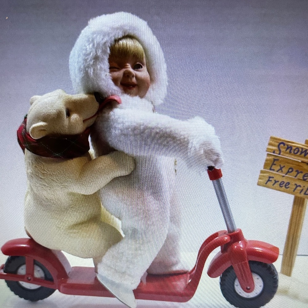 Snow Baby Adorable White and Red Kids Toy Scooter with Bear